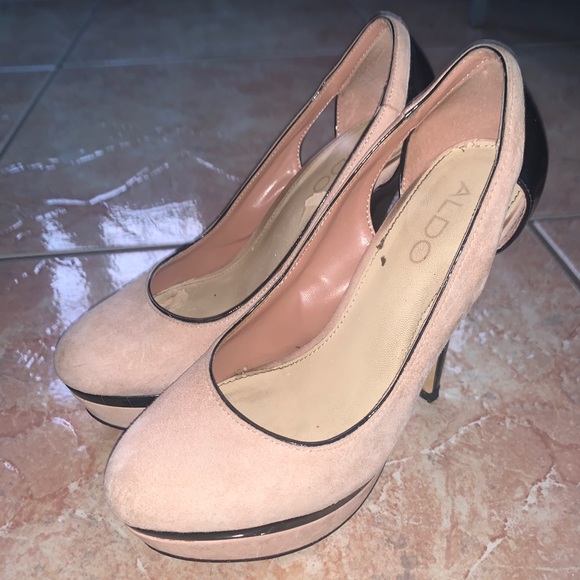Aldo Janaye Heels Shoes Nude and Black Size 6.5 - Picture 2 of 10